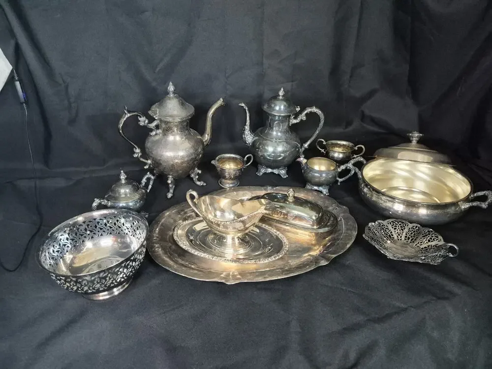 Vtg Silverplated WM Rogers Henley Service Set Tea Sugar Cream Butter Gravy Candy
